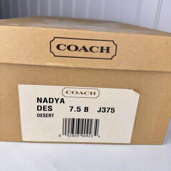 Coach Sz 7.5B Woven Square Toe Thong Sandals Nadya Des Desert Brown Leather J375 - Picture 12 of 12